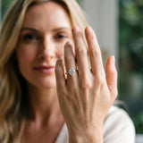 Silver Round Solitaire Cathedral Diamond Ring with Six-Prong Setting_73