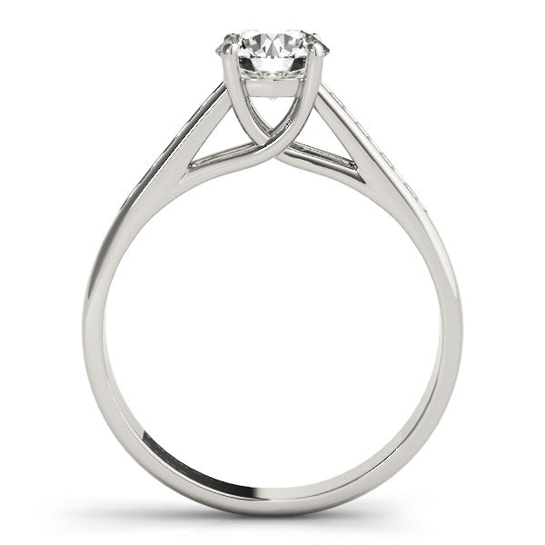 Silver Round Solitaire Channel-Set Diamond Engagement Ring with Four-Prong Setting 1