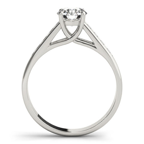 Silver Round Solitaire Channel-Set Diamond Engagement Ring with Four-Prong Setting 1