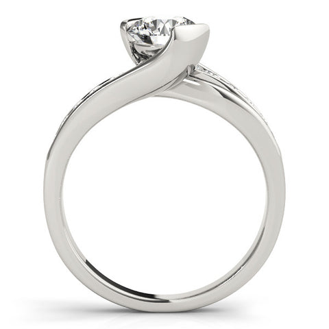 Silver Round Solitaire Channel-Set Split Shank Ring with Tension Prong Setting