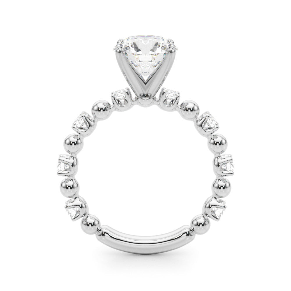 Silver Round Solitaire Diamond Bezel-Set Eternity Band with Prong Setting