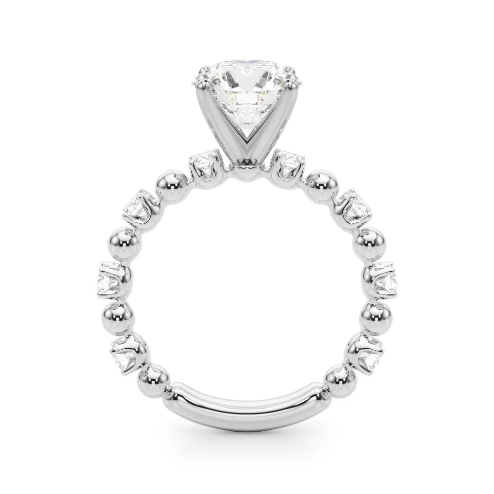 Silver Round Solitaire Diamond Bezel-Set Eternity Band with Prong Setting
