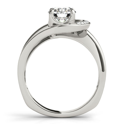 Silver Round Solitaire Diamond Crossover Band with Four-Prong Setting