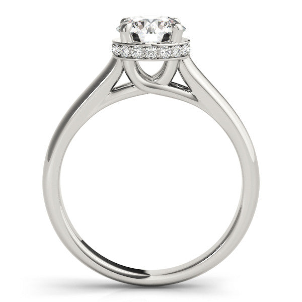 Silver Round Solitaire Diamond Engagement Ring with Four-Prong Setting and Tapered Band 1