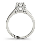 Silver Round Solitaire Diamond Engagement Ring with Four-Prong Setting and Tapered Band 2