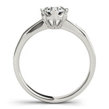 Silver Round Solitaire Diamond Engagement Ring with Split Shank and Six-Prong Setting 1