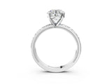 Silver Round Solitaire Diamond Engagement Ring with XO Engraved Band and Four-Prong Setting 3