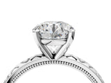Silver Round Solitaire Diamond Engagement Ring with XO Engraved Band and Four-Prong Setting 4