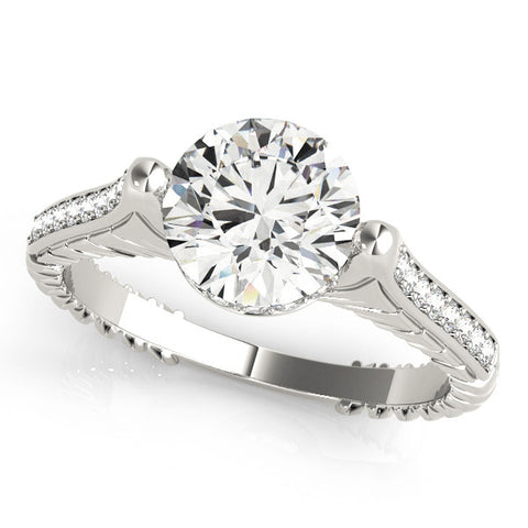 Silver Round Solitaire Diamond Ring with Channel Set Band and Bezel Prong Setting 2