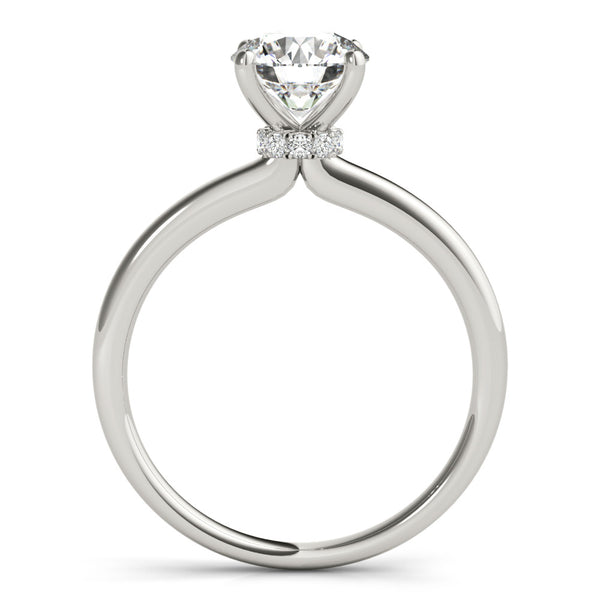 White gold Round Diamond Solitaire Ring with Classic Band and Four-Prong Setting