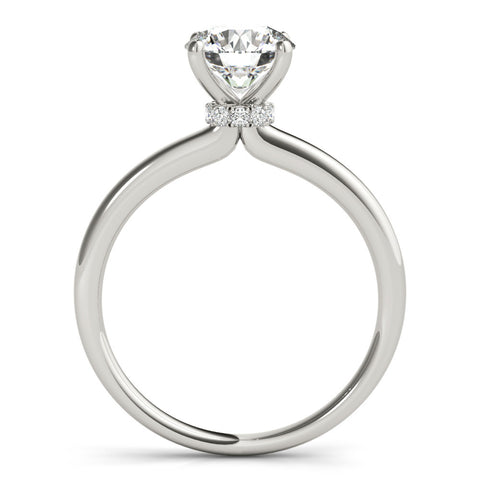 Silver Round Solitaire Diamond Ring with Four-Prong Setting and Classic Band 1