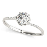 Platinum 1.07 Carat E VVS1 Round Solitaire Diamond Ring with Pave Band and Four-Prong Setting