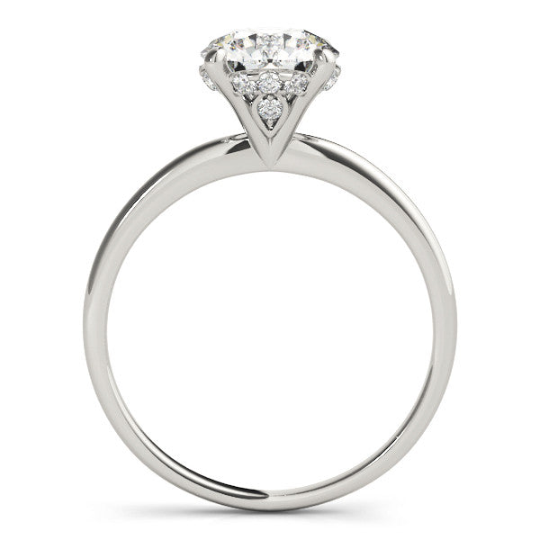 Silver Round Solitaire Diamond Ring with Prong Setting and Plain Band 1
