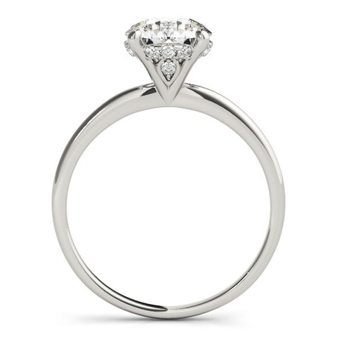 Silver Round Solitaire Diamond Ring with Prong Setting and Plain Band 1