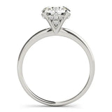 Silver Round Solitaire Diamond Ring with Prong Setting and Plain Band 2