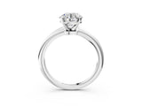 Silver Round Solitaire Diamond Ring with Six-Prong Setting on a Classic Band 3