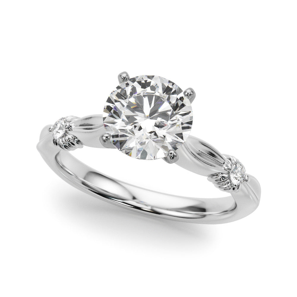Silver Round Solitaire Diamond Twisted Band with Four-Prong Setting 2