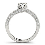 Silver Round Solitaire Diamond Twisted Band with Pavé Setting 1