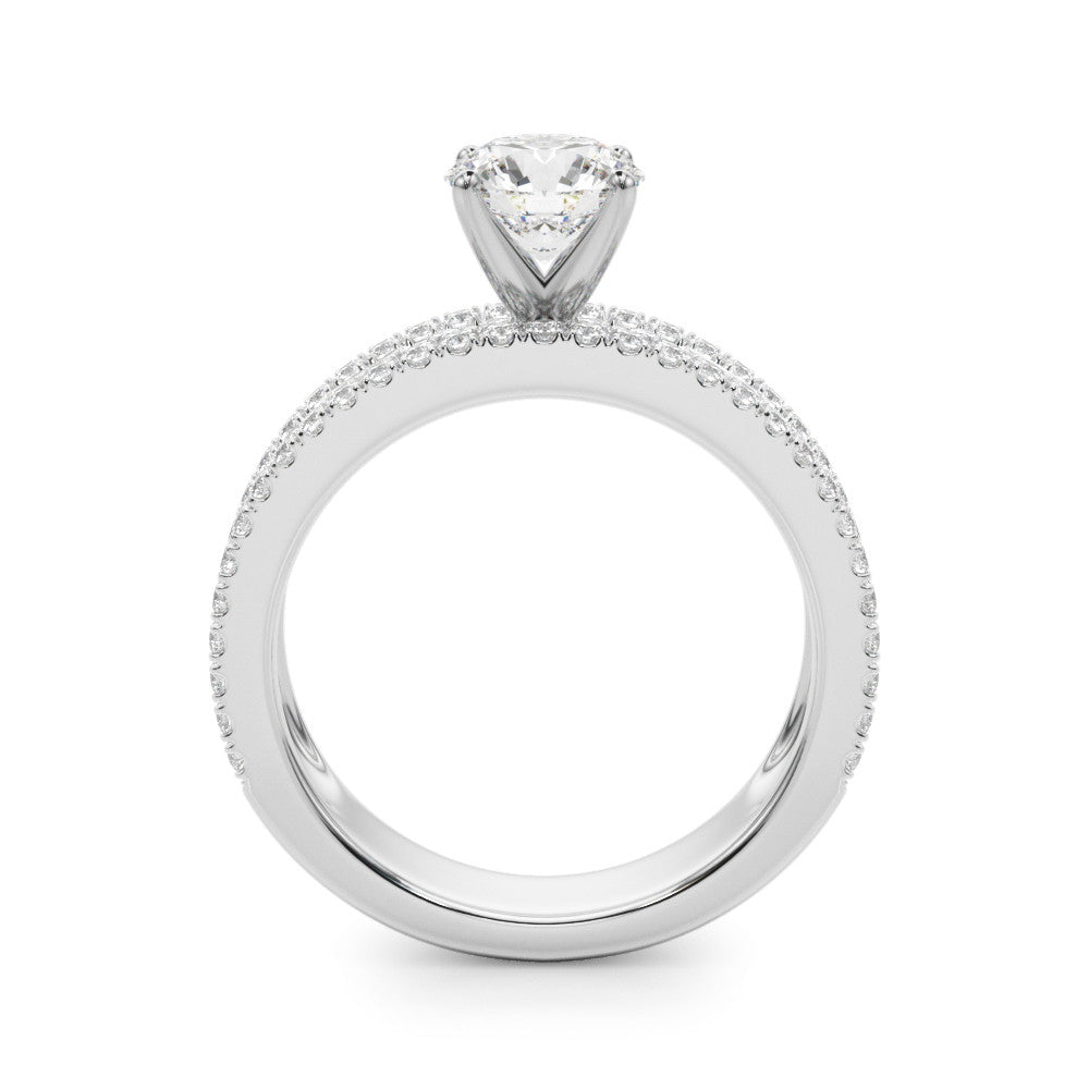 Silver Round Solitaire Diamond with Pave and Channel Set Band 1