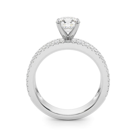 Silver Round Solitaire Diamond with Pave and Channel Set Band 1