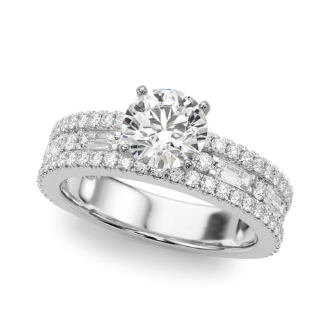 Silver Round Solitaire Diamond with Pave and Channel Set Band 2