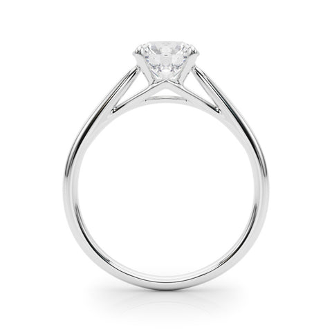 Silver Round Solitaire Engagement Ring with Four-Prong Setting and Classic Band 1