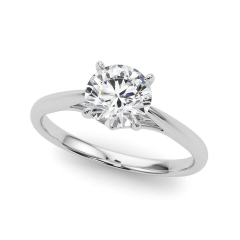 Silver Round Solitaire Engagement Ring with Four-Prong Setting and Classic Band 2