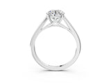 Silver Round Solitaire Engagement Ring with Four-Prong Setting and Classic Band 3