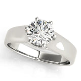 Silver Round Solitaire Engagement Ring with Six-Prong Setting and Comfort Fit Band 1