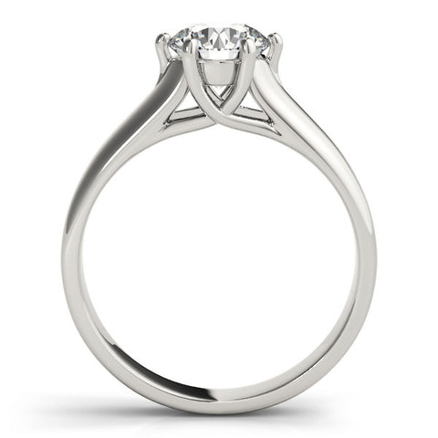 Silver Round Solitaire Engagement Ring with Six-Prong Setting and Comfort Fit Band 1