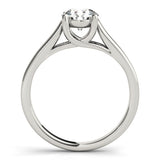 14K White Gold 1.06 Carat D VS1 Round Solitaire Engagement Ring with Tapered Band and Four-Prong Setting