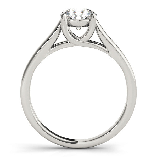 14K White Gold 1.06 Carat D VS1 Round Solitaire Engagement Ring with Tapered Band and Four-Prong Setting