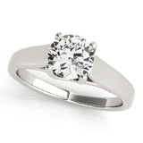 14K White Gold 1.06 Carat D VS1 Round Solitaire Engagement Ring with Tapered Band and Four-Prong Setting