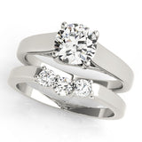 14K White Gold 1.06 Carat D VS1 Round Solitaire Engagement Ring with Tapered Band and Four-Prong Setting