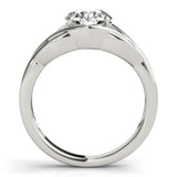 Silver Round Solitaire Intertwined Band Prong Setting Ring 2