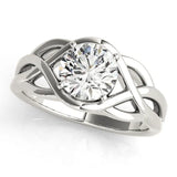 Silver Round Solitaire Intertwined Band Prong Setting Ring