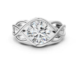 Silver Round Solitaire Intertwined Band Prong Setting Ring_14