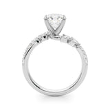 Silver 1.54 Carat D VVS2 Round Solitaire Marquise Twist Band with Six-Prong Setting