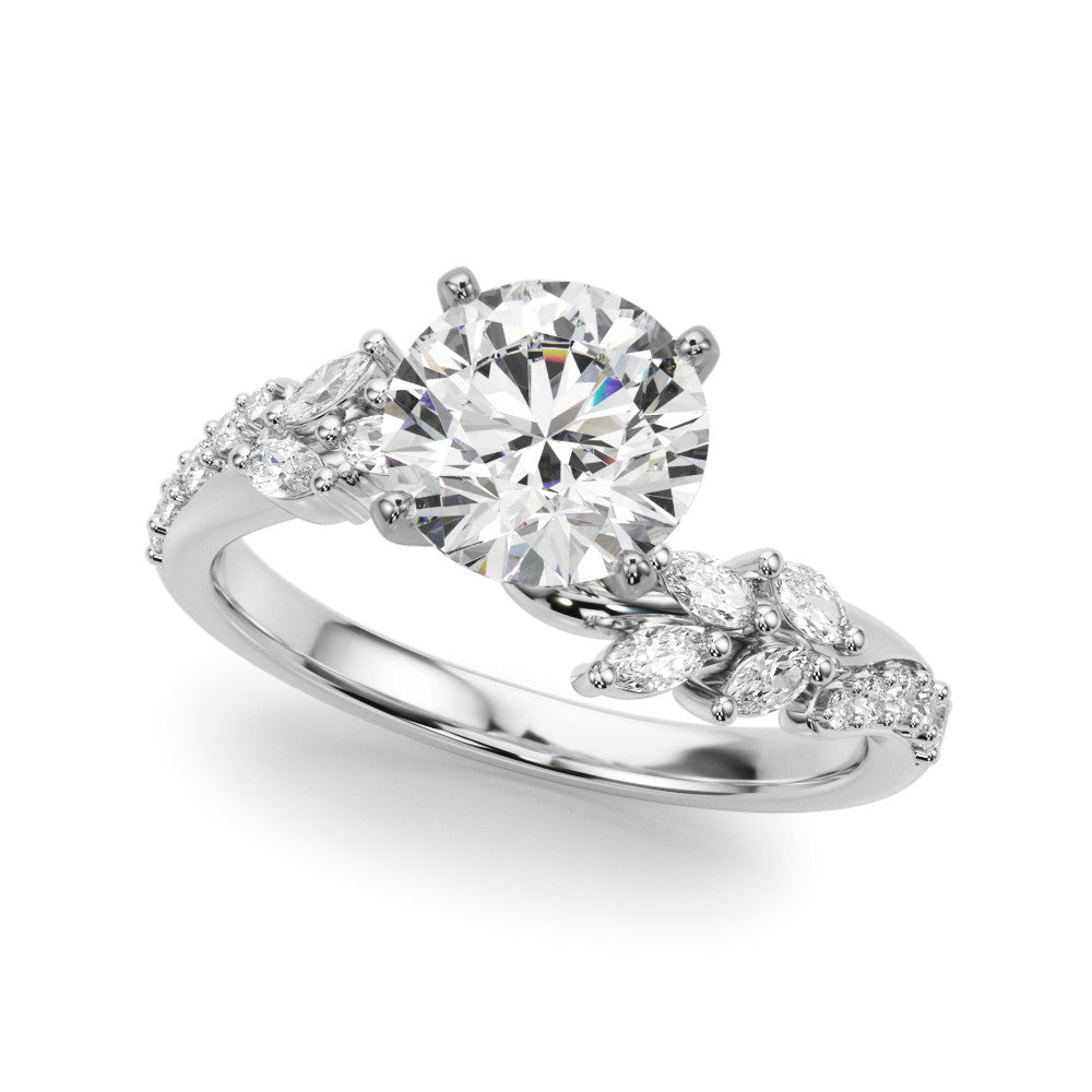 Silver 1.54 Carat D VVS2 Round Solitaire Marquise Twist Band with Six-Prong Setting