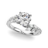 Silver 1.54 Carat D VVS2 Round Solitaire Marquise Twist Band with Six-Prong Setting