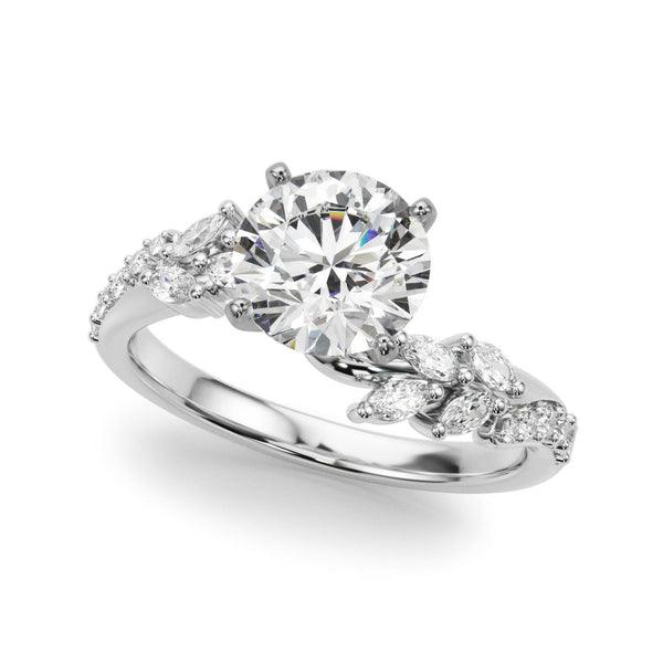 Silver 1.54 Carat D VVS2 Round Solitaire Marquise Twist Band with Six-Prong Setting