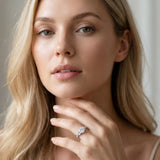 Silver Round Solitaire Marquise Twist Band with Six-Prong Setting_96