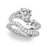 Silver 1.54 Carat D VVS2 Round Solitaire Marquise Twist Band with Six-Prong Setting