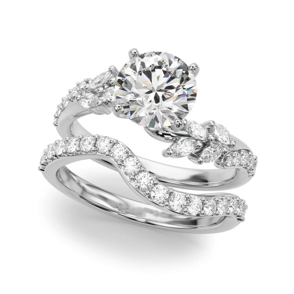 Silver 1.54 Carat D VVS2 Round Solitaire Marquise Twist Band with Six-Prong Setting