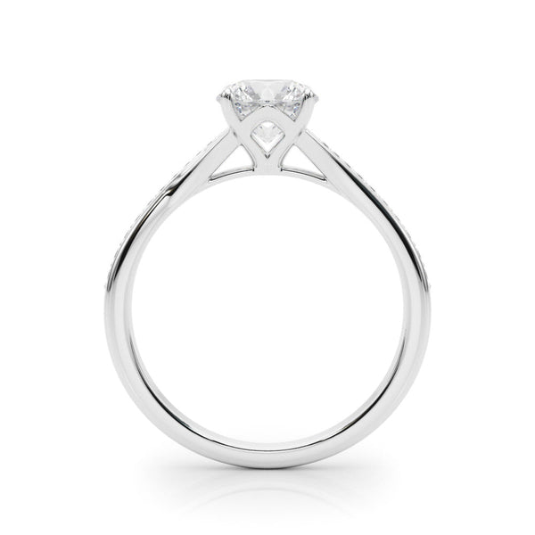 10K White Gold 1.54 Carat D VS1 Round Solitaire Pavé Band with Four-Prong Setting