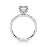 14K White Gold 2.02 Carat E VVS1 Round Solitaire Pavé Diamond Engagement Ring with Four-Prong Setting