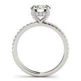 Silver Round Solitaire Pave Diamond Engagement Ring with Four-Prong Setting 1