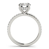 10K White Gold 1.50 Carat F VS1 Round Solitaire Pave Diamond Engagement Ring with Four-Prong Setting