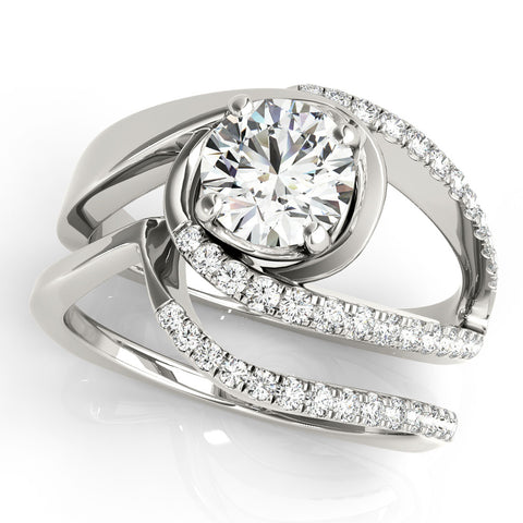 Silver Round Solitaire Split Shank Halo Prong Ring 2