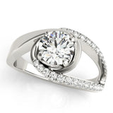 Silver Round Solitaire Split Shank Halo Prong Ring